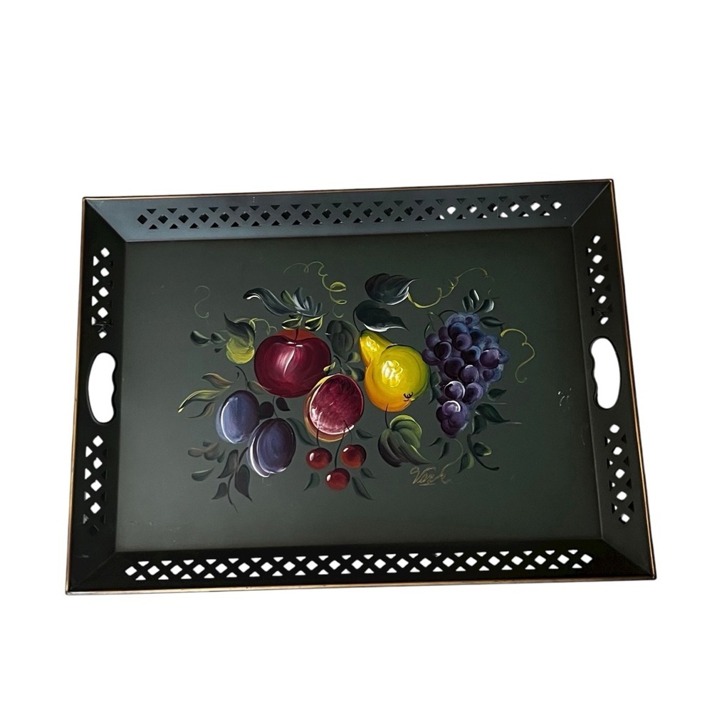 Nashco Hand Painted Tole Tray Signed